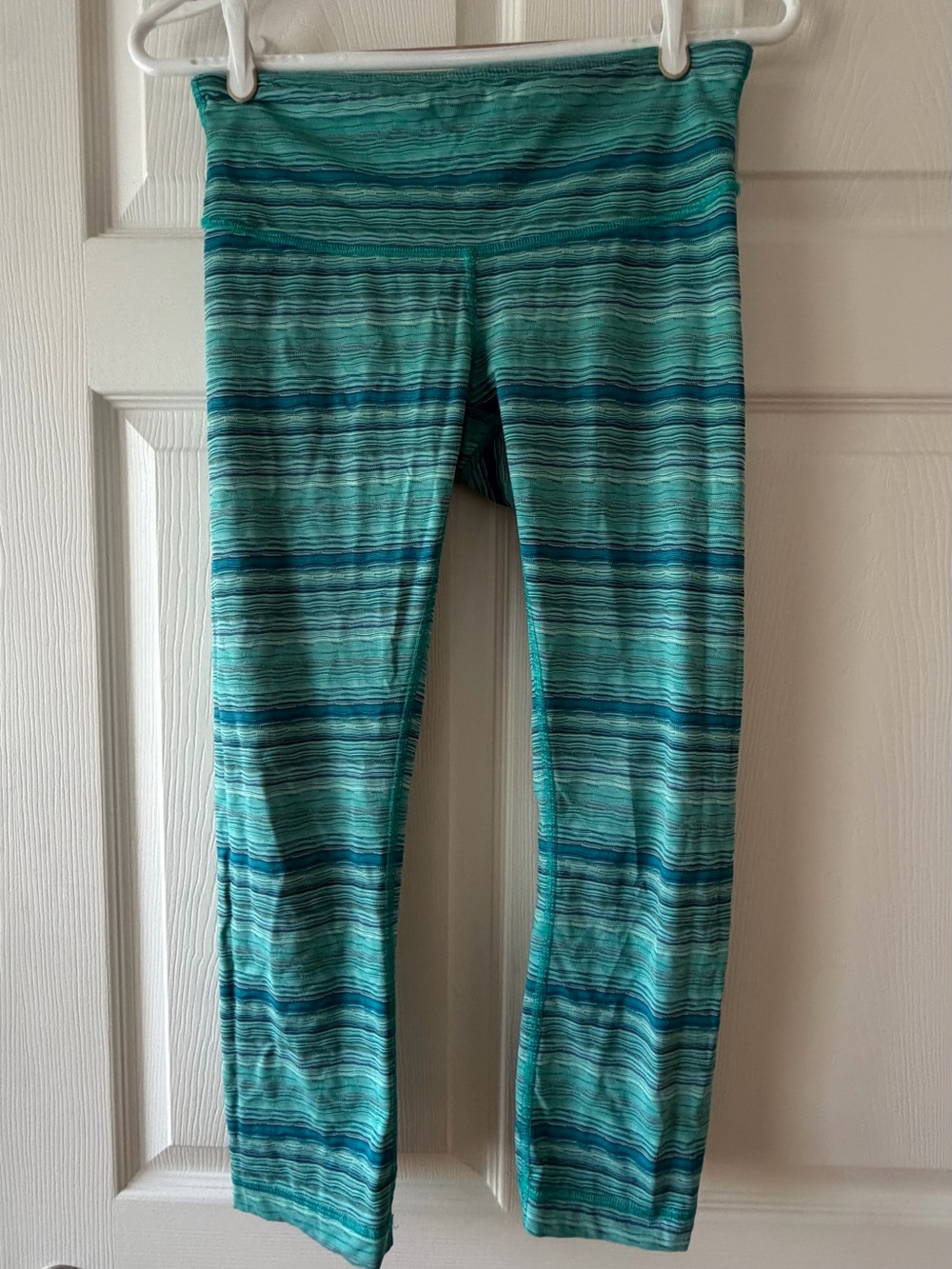 lululemon athletica Teal Striped Ankle Leggings